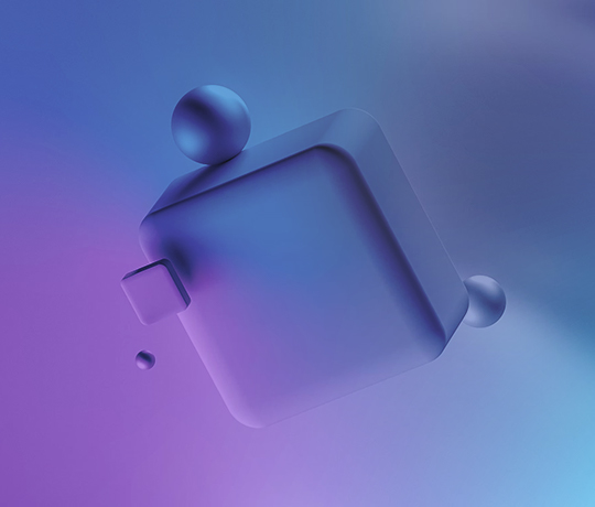 Abstract 3d blocks floating in blue and purple gradient