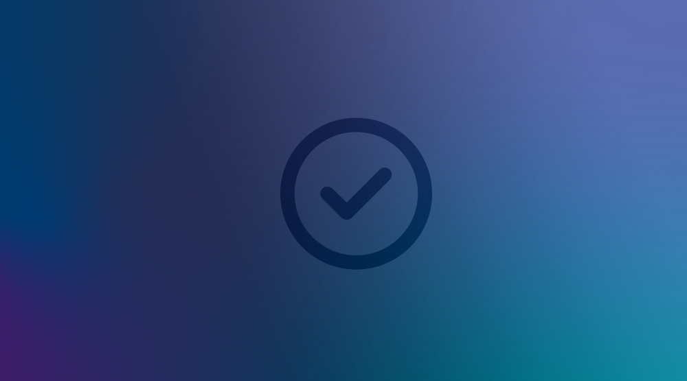 Checkmark icon on subdued blue and purple gradient