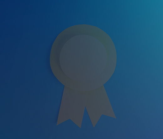 Paper cutout award on blue background