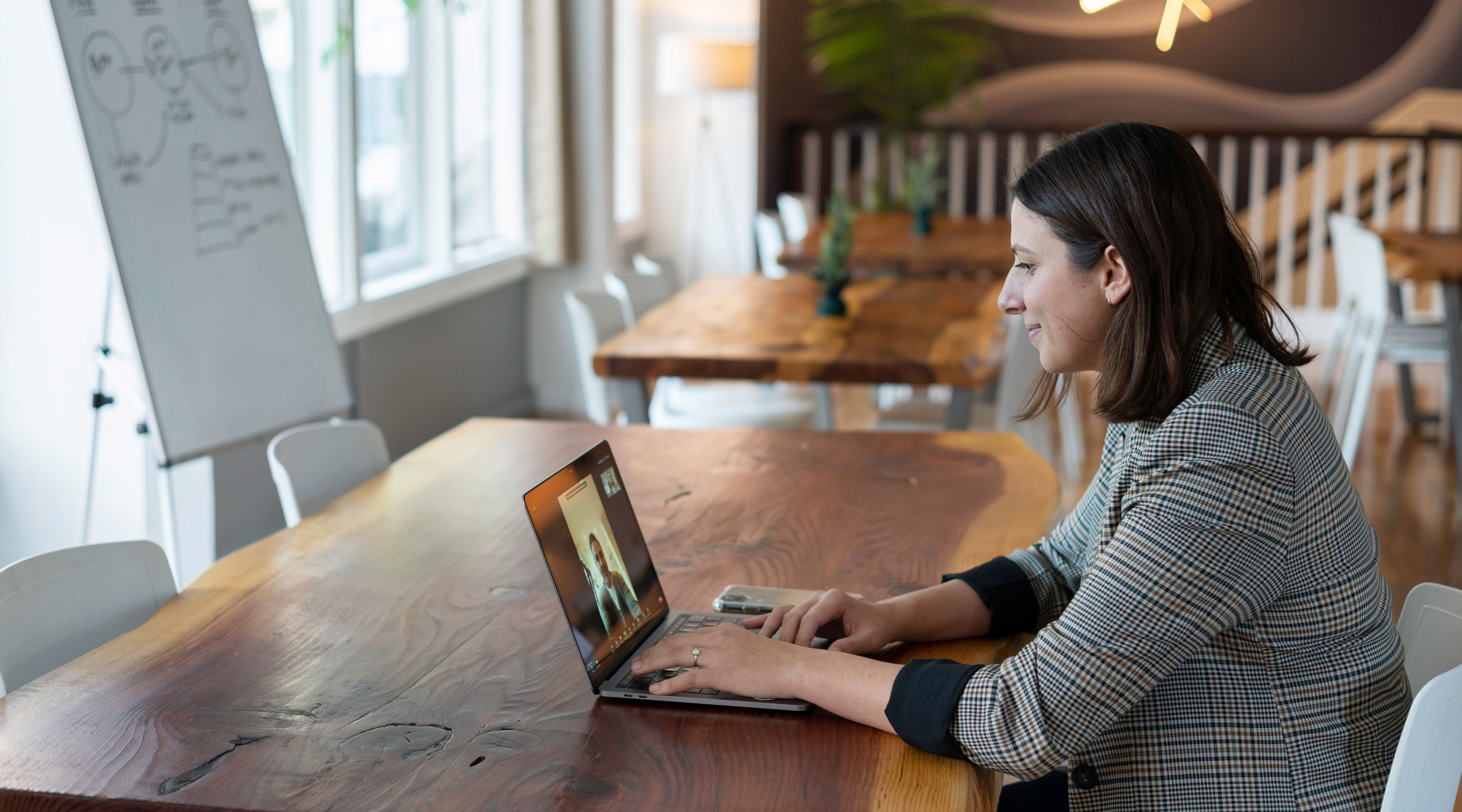 Woman working on a laptop computer