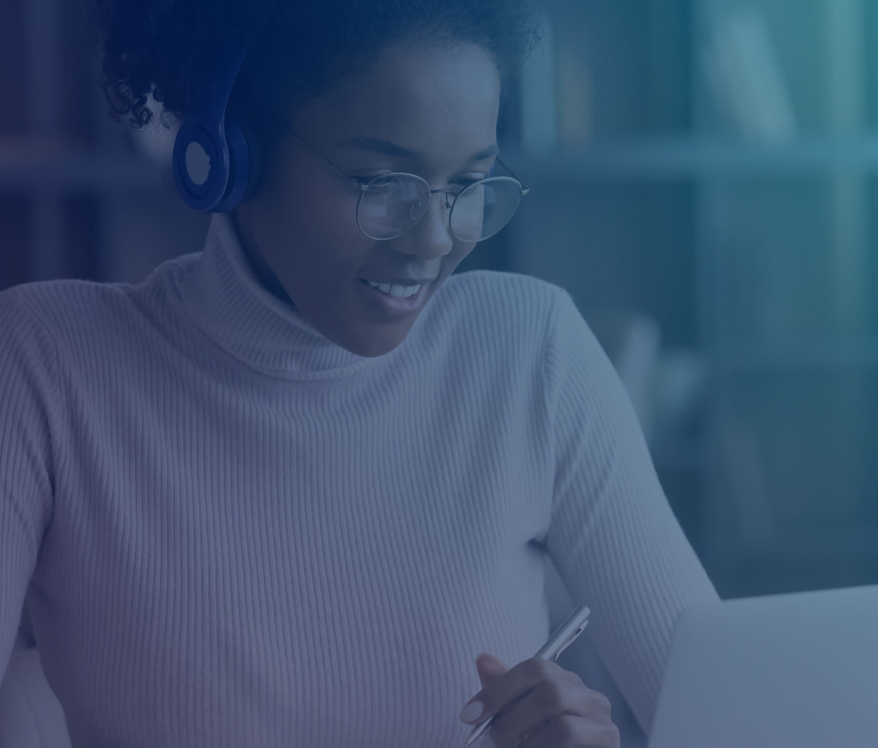 Woman using laptop to learn online