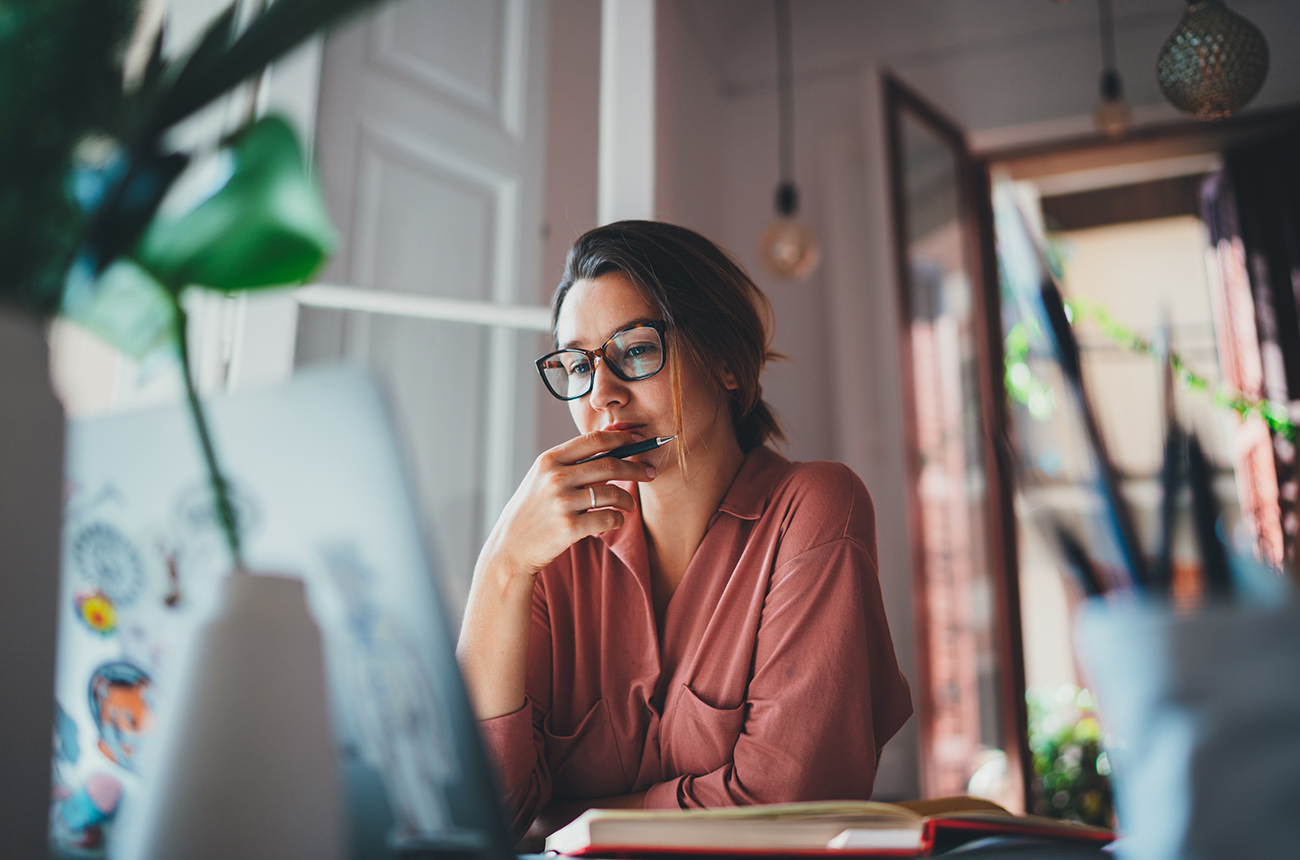 Woman working on laptop