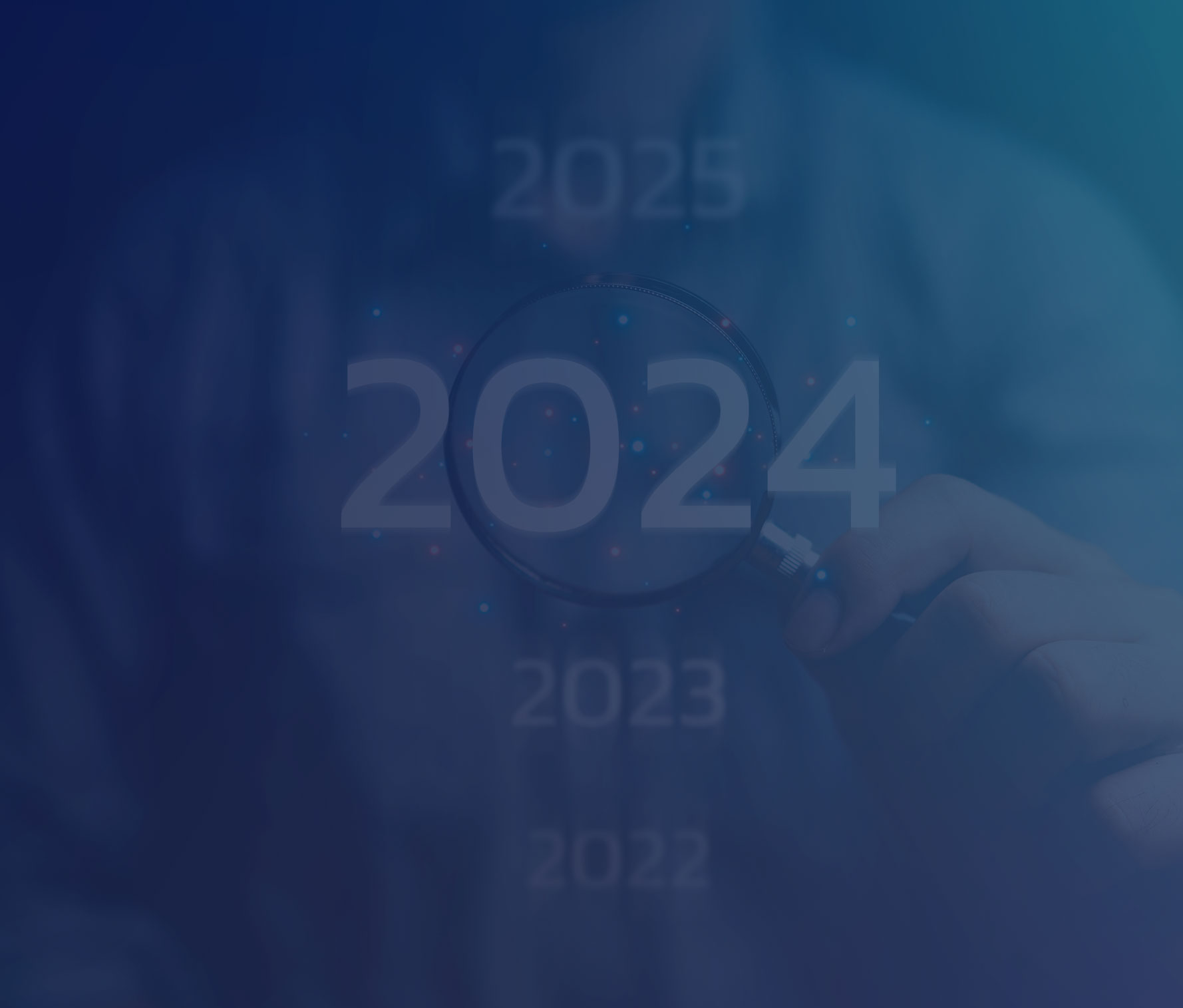 Person scrolling through digital years and landing on 2024